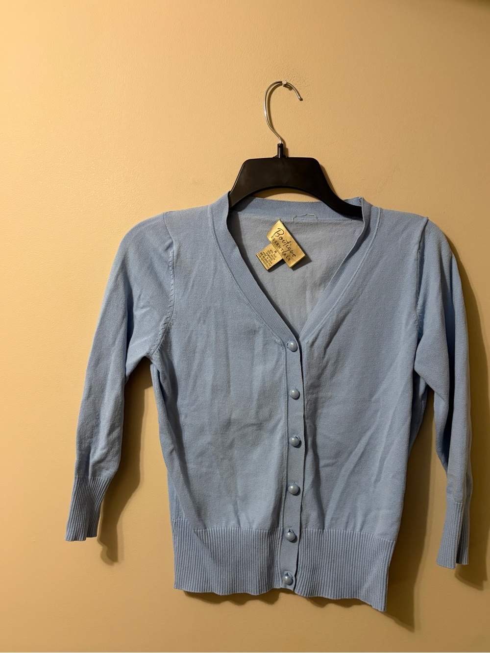 Essentials Light Blue V-Neck Button Cardigan Sweater Women’s Medium